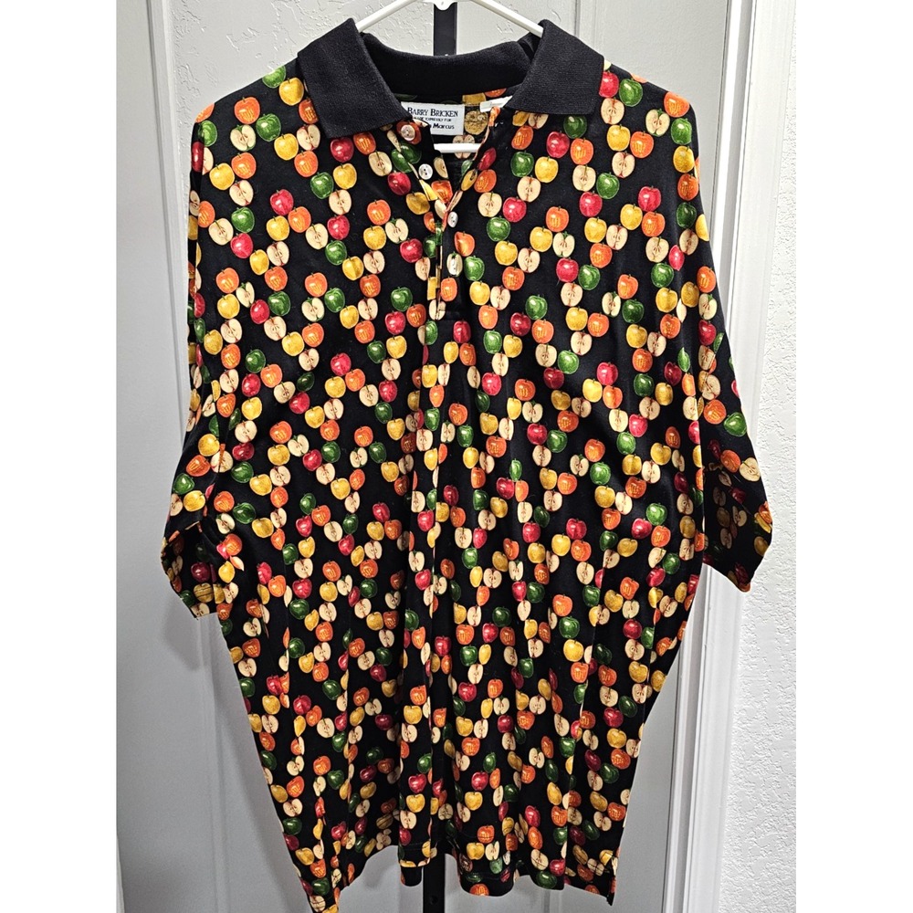 Vintage Barry Bricken XL Fruit Print Shirt Neiman Marcus Cotton